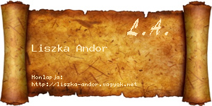 Liszka Andor névjegykártya